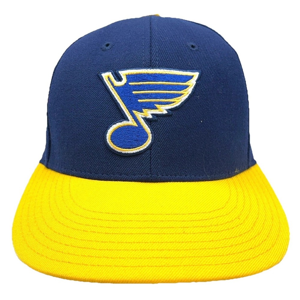 St Louis Blues Hat Cap Snap Back Blue Yellow‎ Wool Plain Logo NHL Hockey Adult